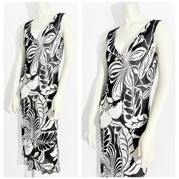 Vintage Y2K Beaded Print Dress in Black and White / size Small-Medium - Picture 1 of 10